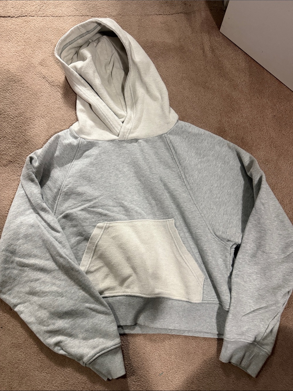 Aerie Light Gray Two-Tone Hooded Sweatshirt